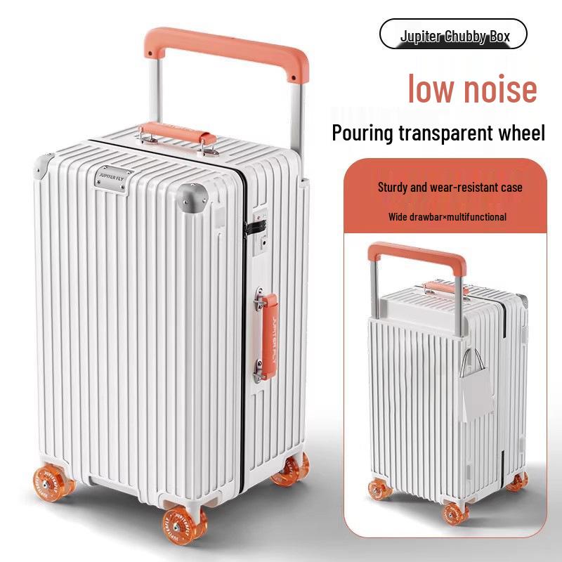 New Wide Pull-Rod Leather Luggage: Women's 20-inch Travel Case, Men's Carry-On, 24-inch, 28-inch with Combination Lock, Large Capacity