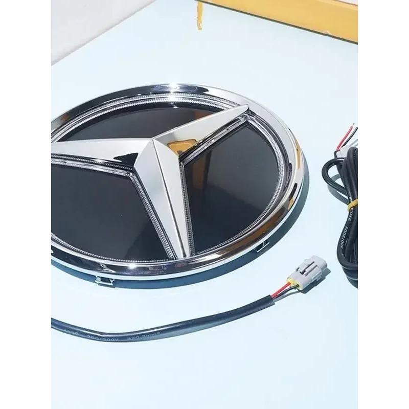 C200 E200 For Mercedes Benz Car Front Grill Logo Light mirror face LED Badge Emblem Luminous Decorative Light For Mercedes Benz