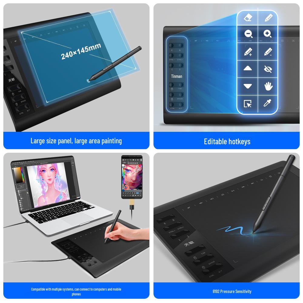 Tianmin G10 Digital Drawing Tablet: Connects to Mobile, Computer, Handwriting Tablet for Online Classes and Art.