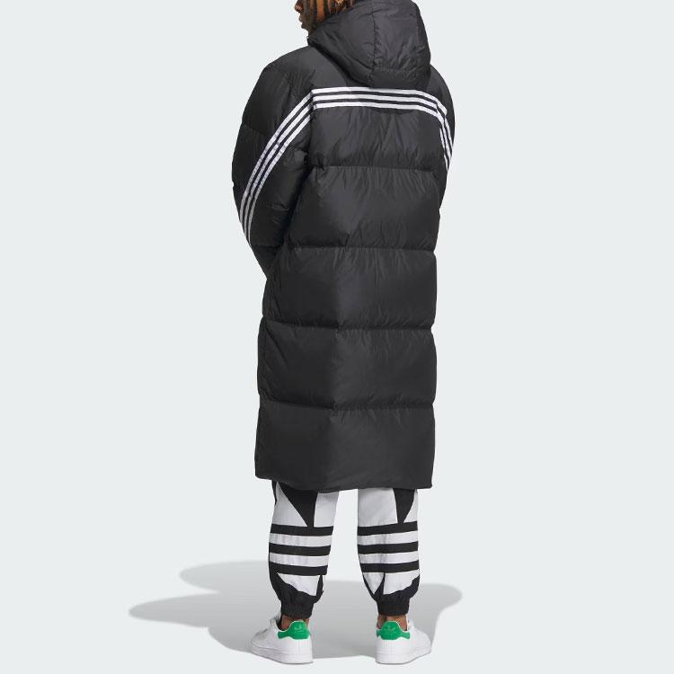Adidas Originals FW23 Winter Series Long Puffer Jacket With Classic Stripes Men Outerwear Black IU4831
