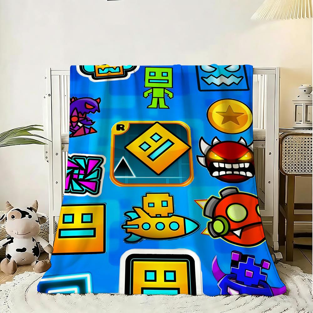 G-Geometry Dashs Throw 240G Flannel Blanket Lightweight Soft Skin-Friendly Summer Thin Throw Blanket
