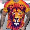 Summer Casual Men's Clothing Oversized Loose Lion Pattern Printed Short Sleeved Round Neck Fitness T-shirts