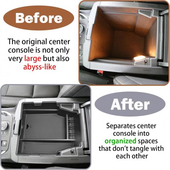 RUNROAD Center Console Organizer Tray Compatible With Chevy Traverse 2018- Accessories, Ert Secondary Storage Box ABS Material Armrest Tray Black