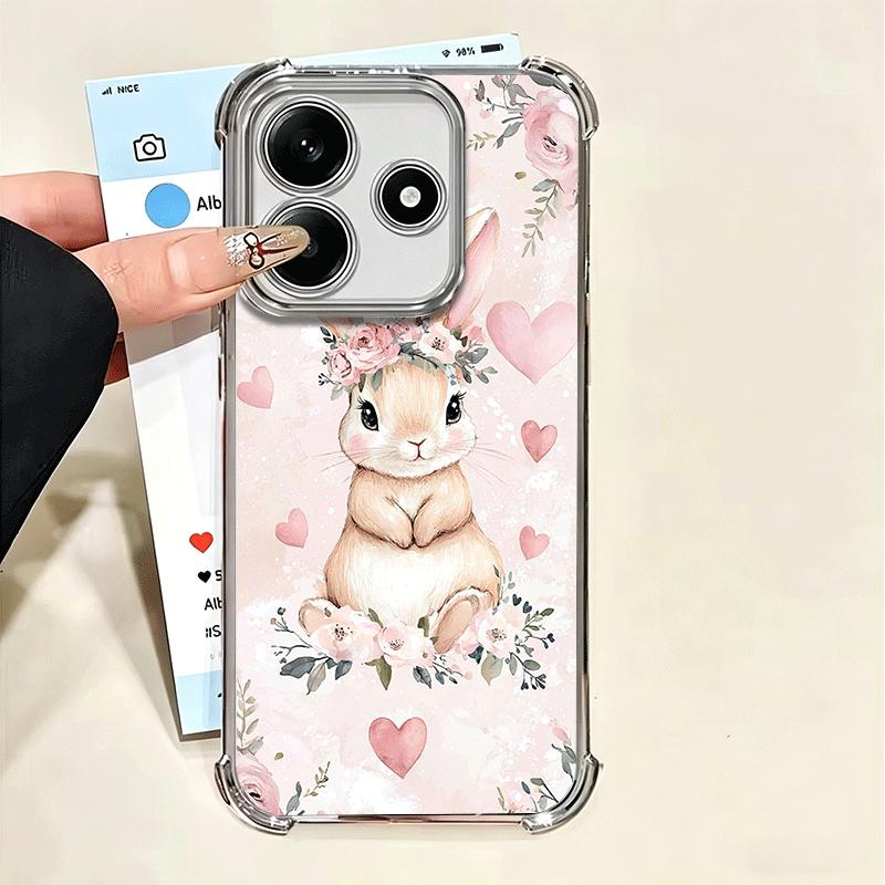 Cute Cartoon Bunny Rabbit Plating Phone Case For Xiaomi Poco X5 X6 X7 X8 Pro Max F8 Ultra F7 M8 M7 M5S Redmi 15C 15 14C 13C 13 X