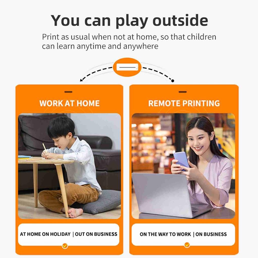 Thermal Printer 200dpi Bluetooth USB Connection Rechargeable Portable Wireless A4 Printer for Text Picture Exam Paper