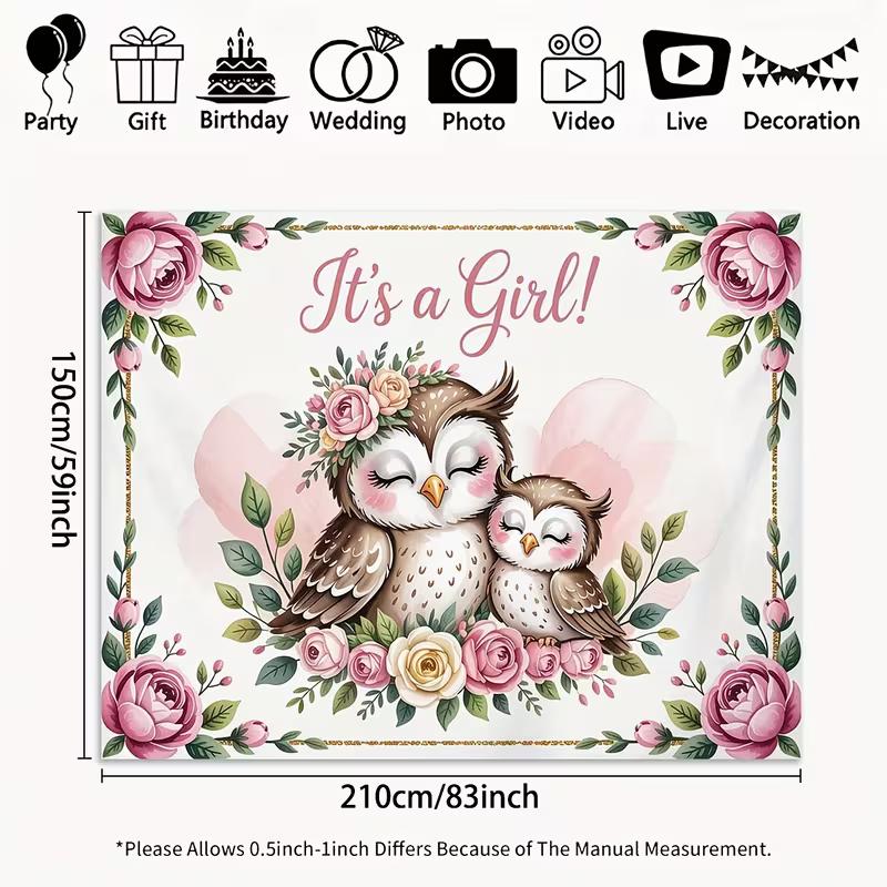 

2D Enchanted Owl Floral Baby Shower Background 47.2x31.5inch/120*80cm