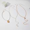 Ingemark Zestaw 3 szt. Boho Metalowy Naszyjnik Choker z Wisiorkiem Muszla Krzyż dla Kobiet Ślubny Elegancki Łańcuszek z Imitacją Pereł Biżuteria Y2K Nowy