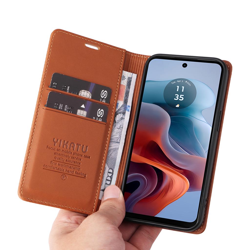 YIKATU YK-001 For Motorola Moto G45 5G/G34 5G Case Magnetic Closure Full Protection Leather Phone Cover