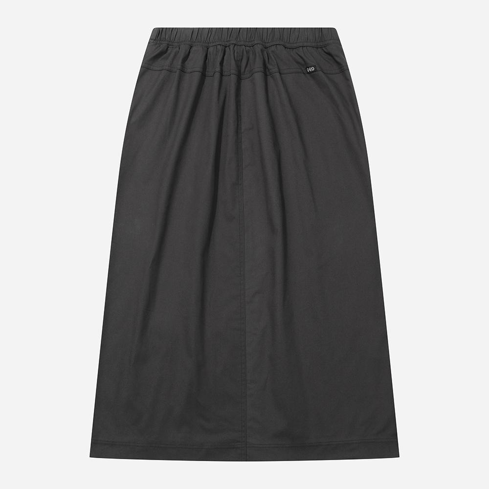 Diodi Cotton H-Line Belted Skirt - D.Charcoal Grey