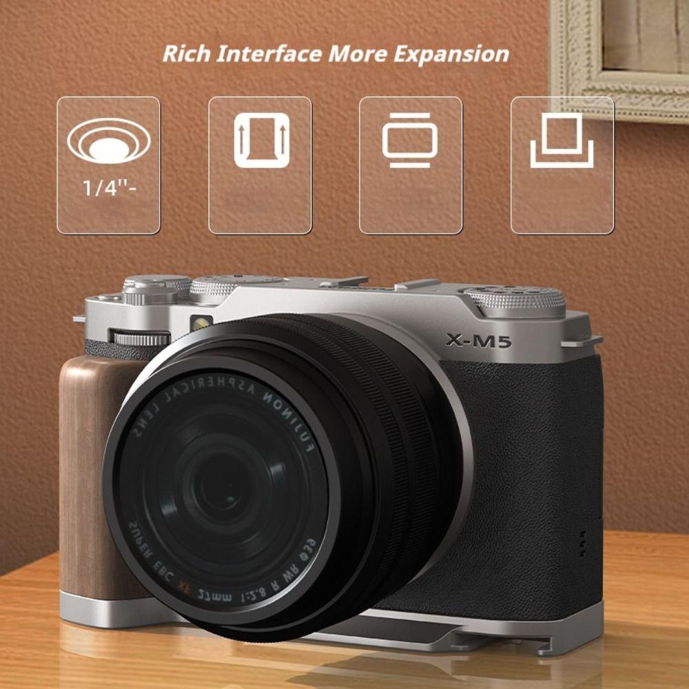 Quick Release Finger Grip Aluminum Shutter Button Kit L Plate Solid Wood Handle for Fuji X-M5
