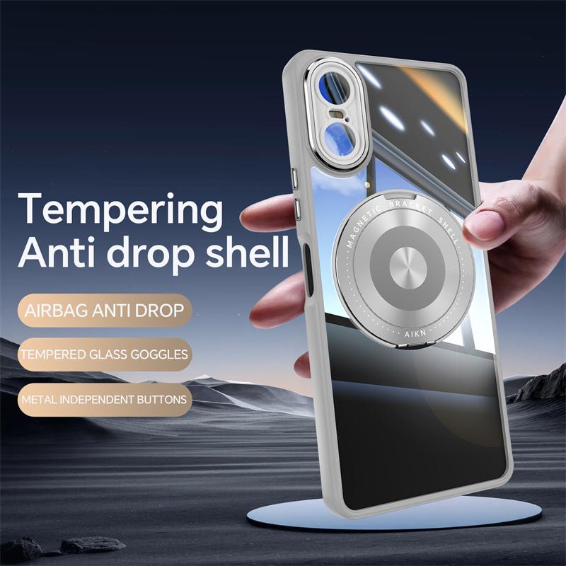 Custodia Magnetica in Metallo e TPU per Sony Xperia 1 VI 10 Supporto Caricatore Wireless Cover Antiurto a 360° per Xperia1 VII Xperia10 VII