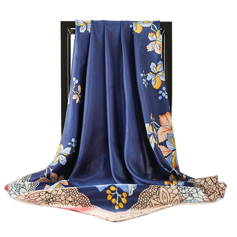 

New Fashion 90X90CM Headcloth Four Seasons Popular Silk Scarves Luxury Style Sunscreen Square Shawls Europe And America Kerchief 90X90CM