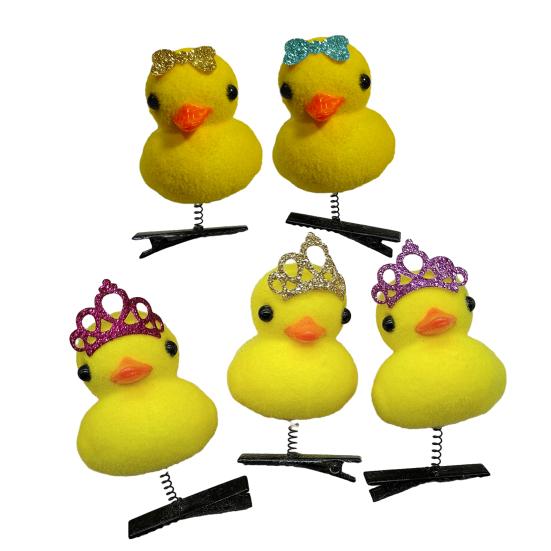 

5 шт. заколки для волос эластичный весенний декор с бантом в форме милой утки мягкие плюшевые противоскользящие легкие украшения для волос организация заколки для волос E