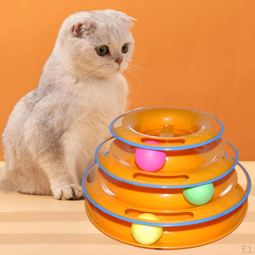 Cats Toy Ball Tower Track Interactive Toys 3 Level for Kitten Chase Exercise Game