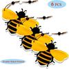 6pcs Bee Ornaments Wooden Bumble Bees Cutouts Decorations for Tree Tree Tray Wreath Christmas Festival Bee Sign Art Crafts Home Hanging Decor