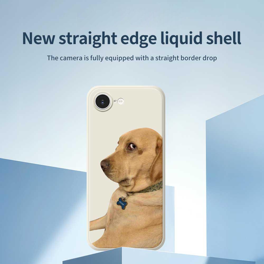 For iPhone 16e Case Yellow Dog Pattern Printing Straight Edge TPU Phone Back Cover