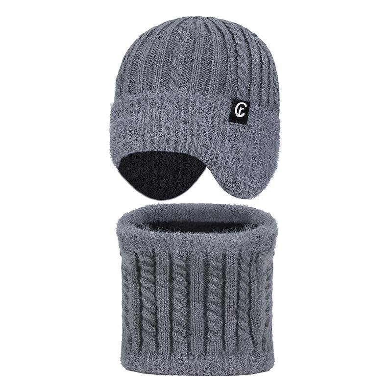 Unisex Winter Plush Knit Hat Set with Windproof Ear Protection - Warm Imitation Mink Fur for Outdoor Cycling