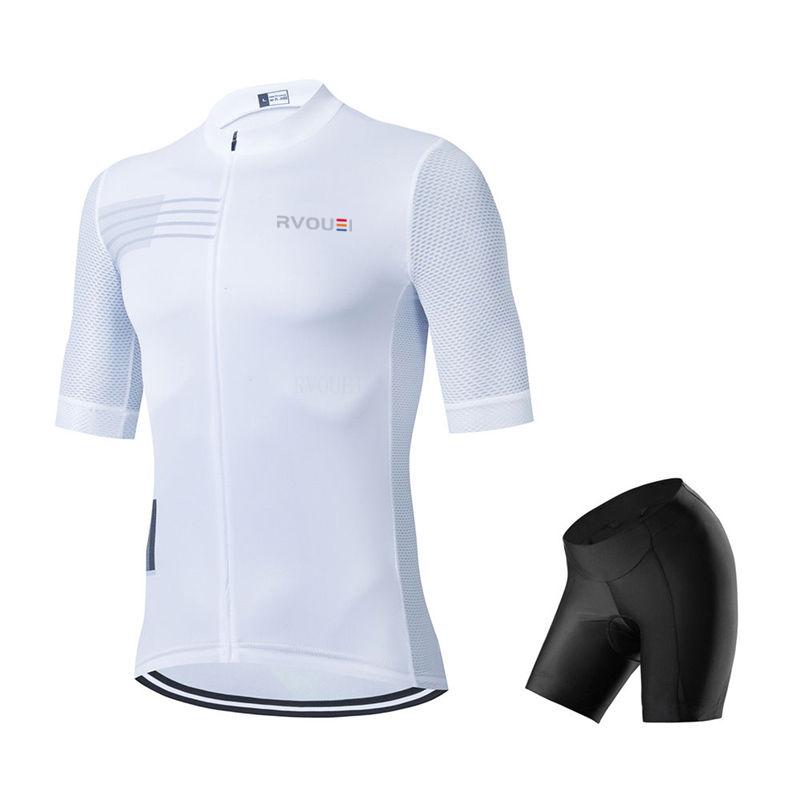 New Cycling Jersey Set RVOUEI Team Cycling Clothing Men Road Bike Suit Bicycle Bib Shorts Tops MTB Ropa Ciclismo Maillot