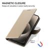 Etui z podstawką na iPhone 15 Pro Max, skórzane etui portfelowe o teksturze liczi, magnetyczne zapięcie
