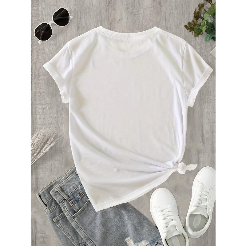 European Size Women'S Floral Print T-Shirt - Short Sleeve,Round Neck,Casual Spring/Summer Top with Vibrant Purple & Blue Flower Design,Everyday Tshirt