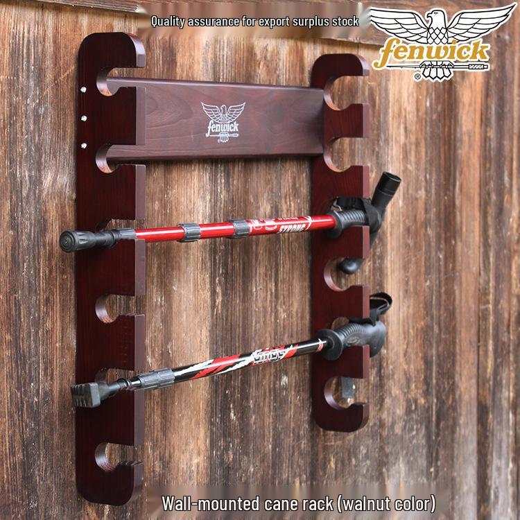 

Solid Wood Wall-Mounted Fishing Rod Storage & Display Rack for Gear and Bags