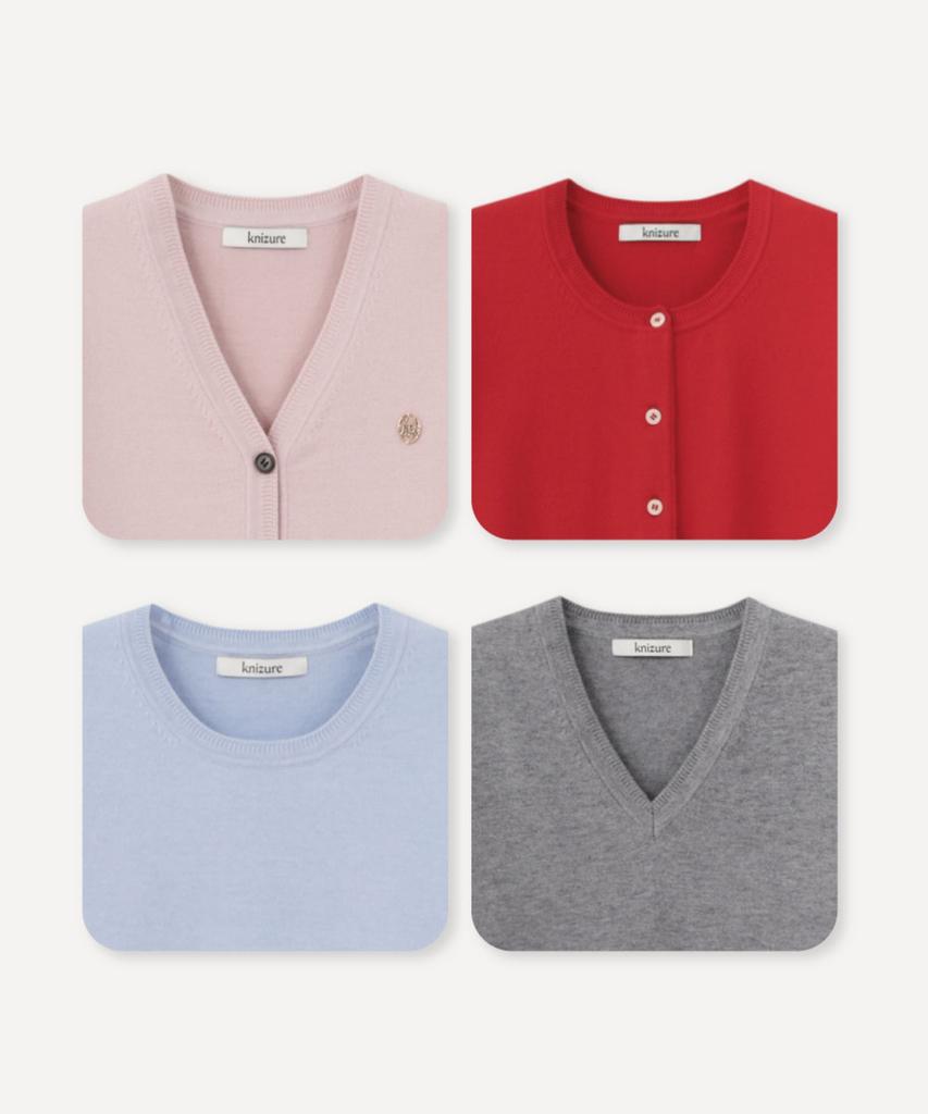 KNIZURE Daily Soft Cardigan & Pullover Set 4 Types (Select 2) (O Type)