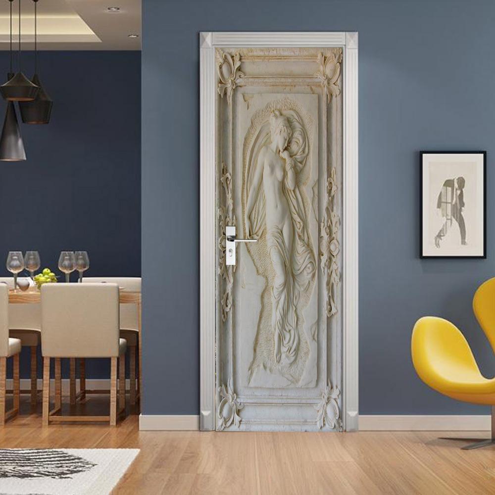 Statuie Autocolant ușă Casă Autocolant ușă Acasă Artă perete Ușă Autocolant frigider Poster Creativ 3D