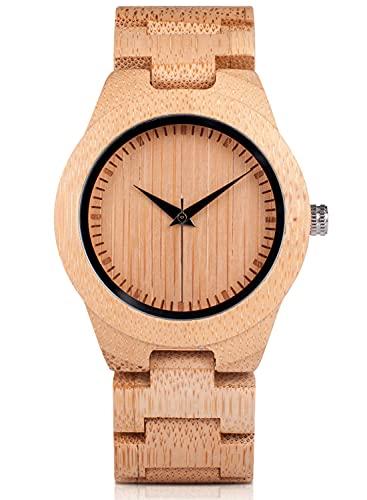 Bambu kol saati kadın şık hafif Japon kuvars mekanizmalı. Uygun doğum günü hediyeleri Noel hediyeleri yıl dönümleri Anneler Günü hediyeleri.