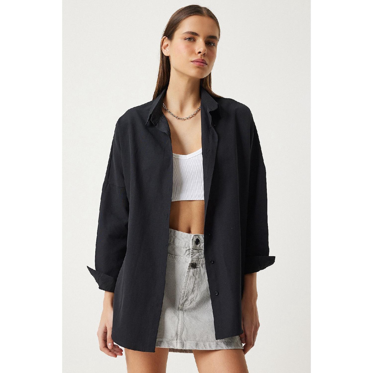 

Базовая рубашка оверсайз черная 36