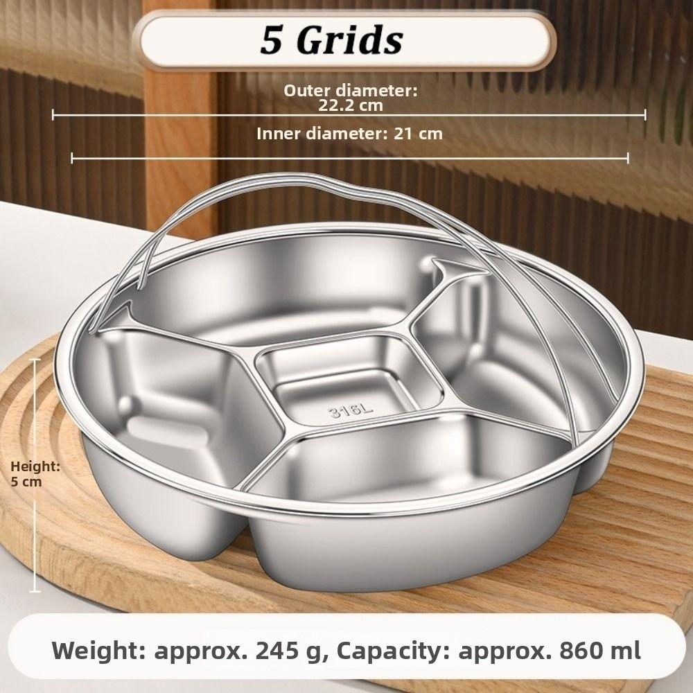 Multifunctional 316 Stainless Steel Divided Steamer Tray with Handle 3/4/5 Grids Food Steamer Anti-Scald Steamer Rack