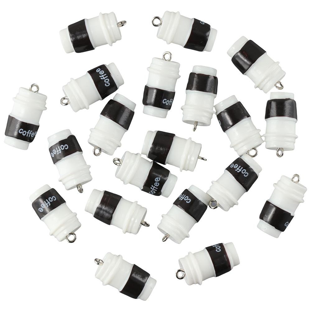

20 pcs White and Brown White Coffee Bottle Cup Charm Earring Jewelry Making