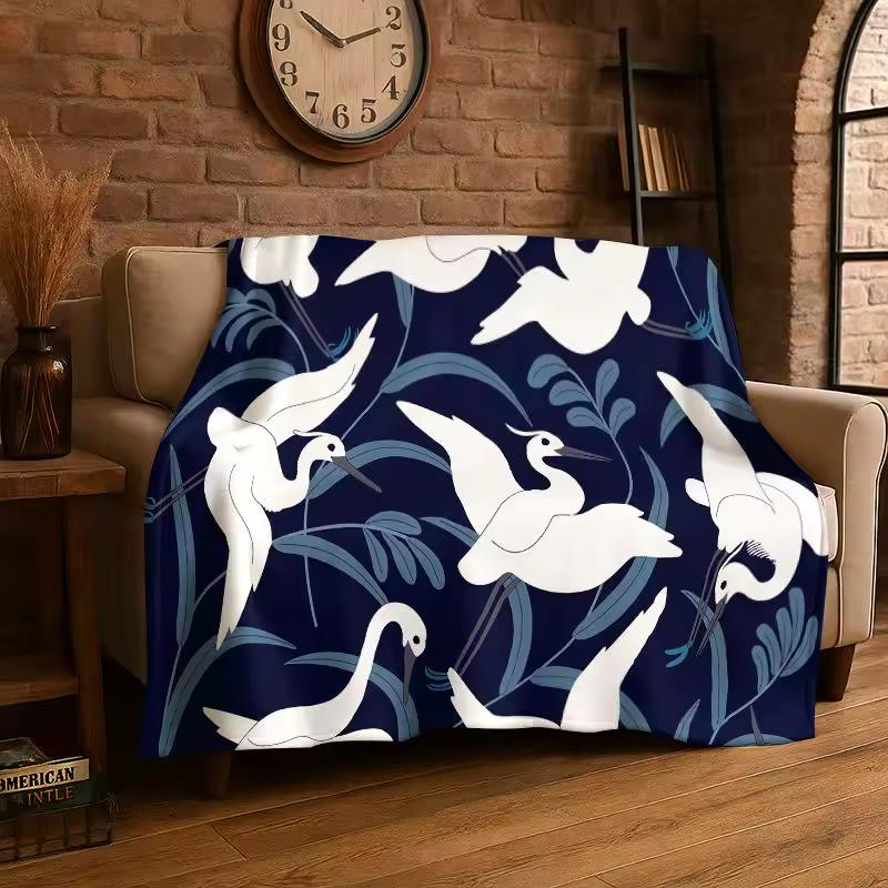 Classic Chinese Elements Style Flannel Blanket Soft Warm Throw Blanket for Bedroom Living Room Bed Travel Camping Picnic Cover