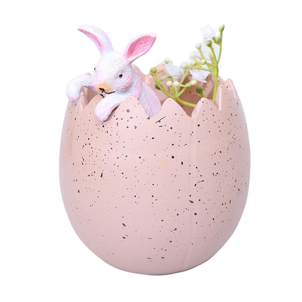 

Cute Mini Egg Statue Festival Desktop Rabbit Ornament Easter Egg Bunny Figurine Bookshelf Cabinet розовый