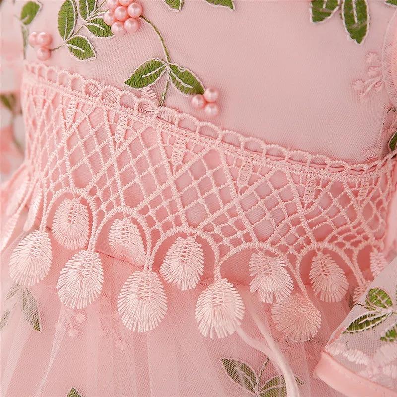 Vestito da bambina Vestito gonfio da bambina Piccola Prima Festa Principessa Gonna Girocollo Gonna floreale Stile principessa
