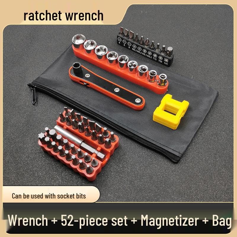 Yato Mini Ratsche & L Schraubendreher Set mit Schlitz-, Kreuzschlitz- und Stecknussaufsätzen