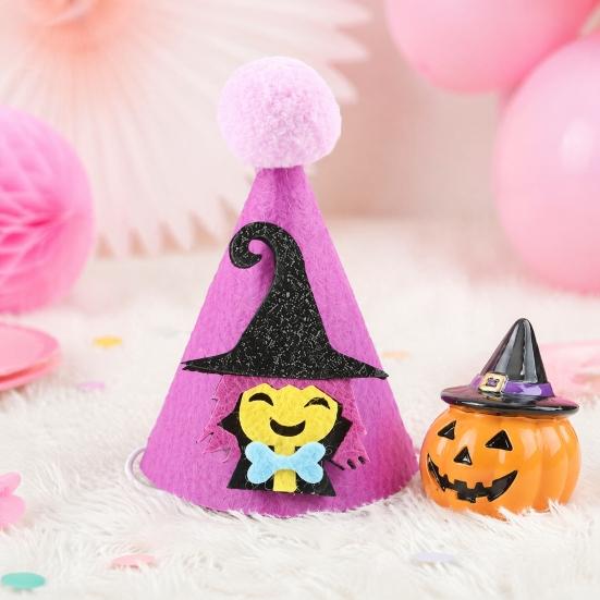 Halloween Pet Accessories Pointed Hat, Cute Ghost Witch Pumpkin Cat Pom-pom Hat for Cats And Small Dogs Holiday Party Accessory Lightweight
