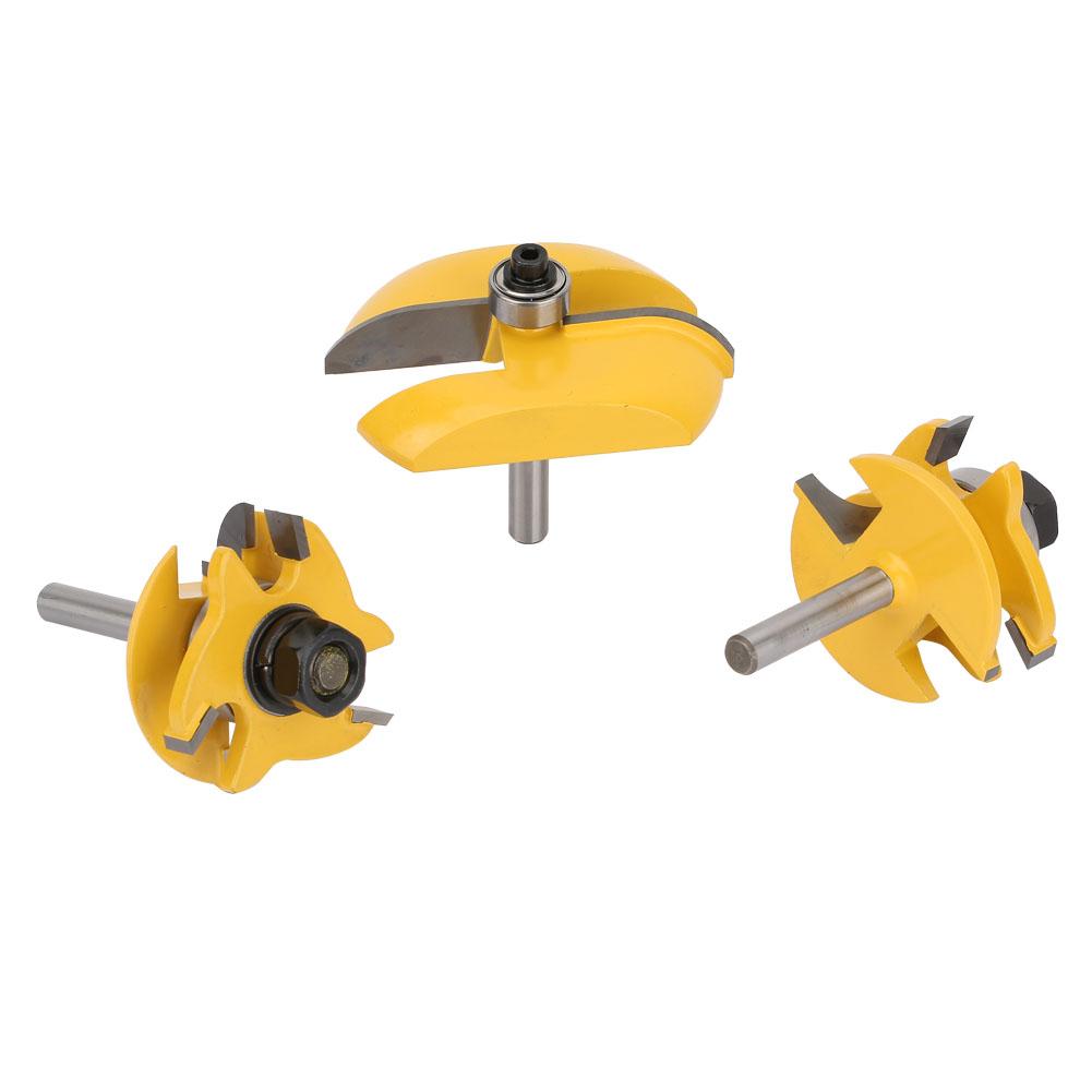 3Pcs Set 1 4in Shank Woodworking Frame Door Rail & Stile Cove Raised Panel Router Bit