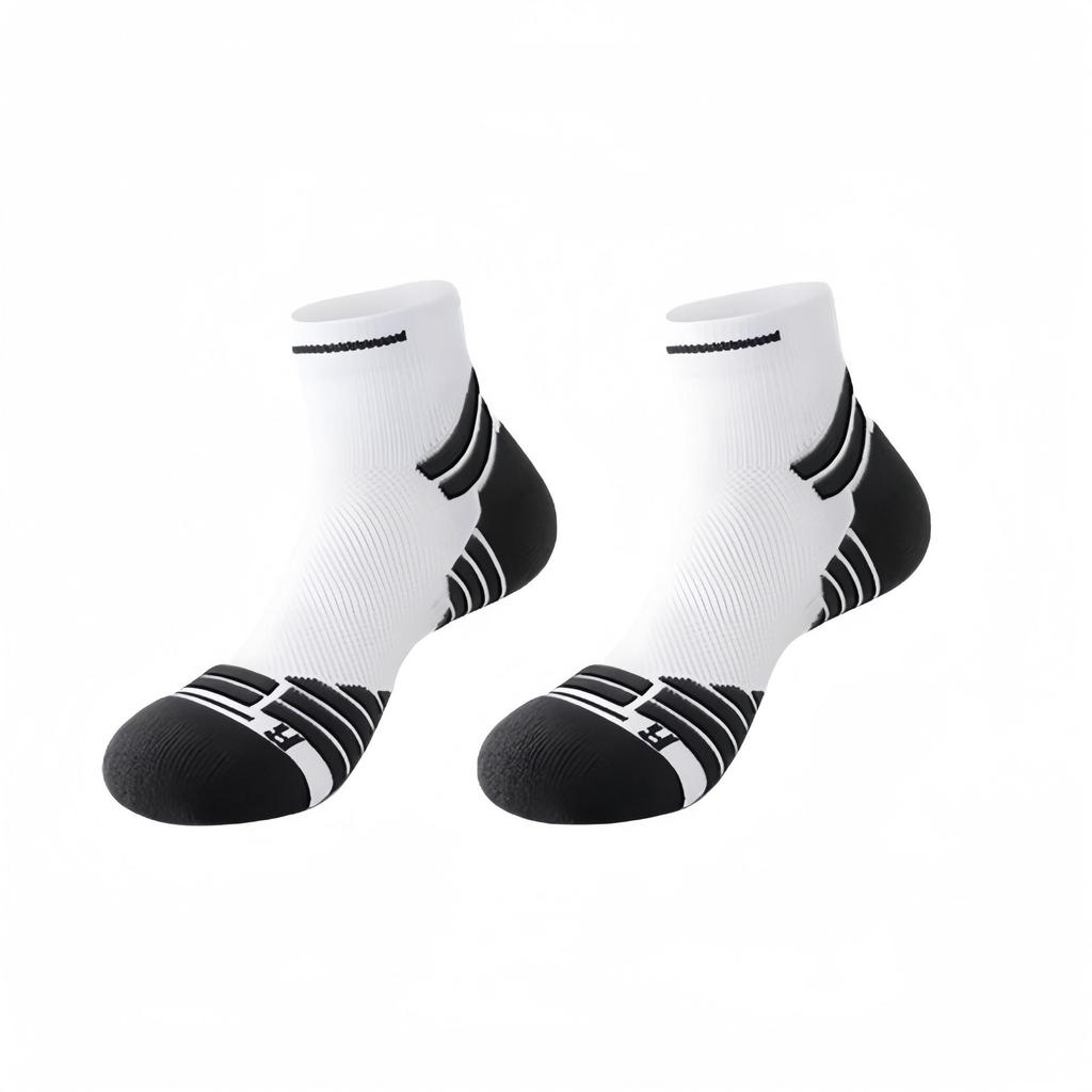 Men's Anti-Odor Marathon Running Socks - Spring/Summer Mid-Calf, Thickened Towel Bottom, Sports/Hiking, Long Distance/Basketball