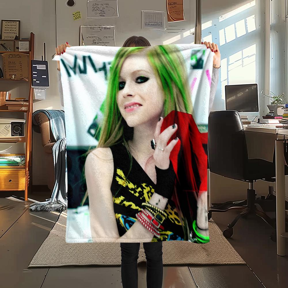 Coperta in Flanella con Fantasia Avril Lavigne, Alta Qualità, Confortevole per Tutte le Stagioni, Decorazione per la Casa, Calore e Comfort, Perfetta per Regali.
