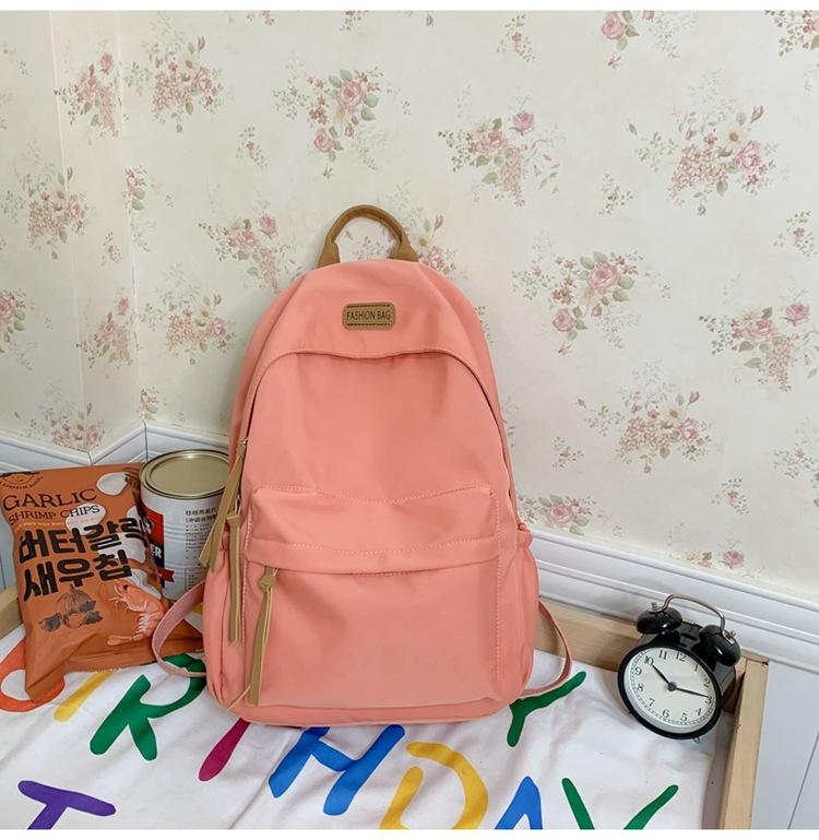 Solid Color Backpack Junior High School Backpack Simple Large Capacity Backpack
