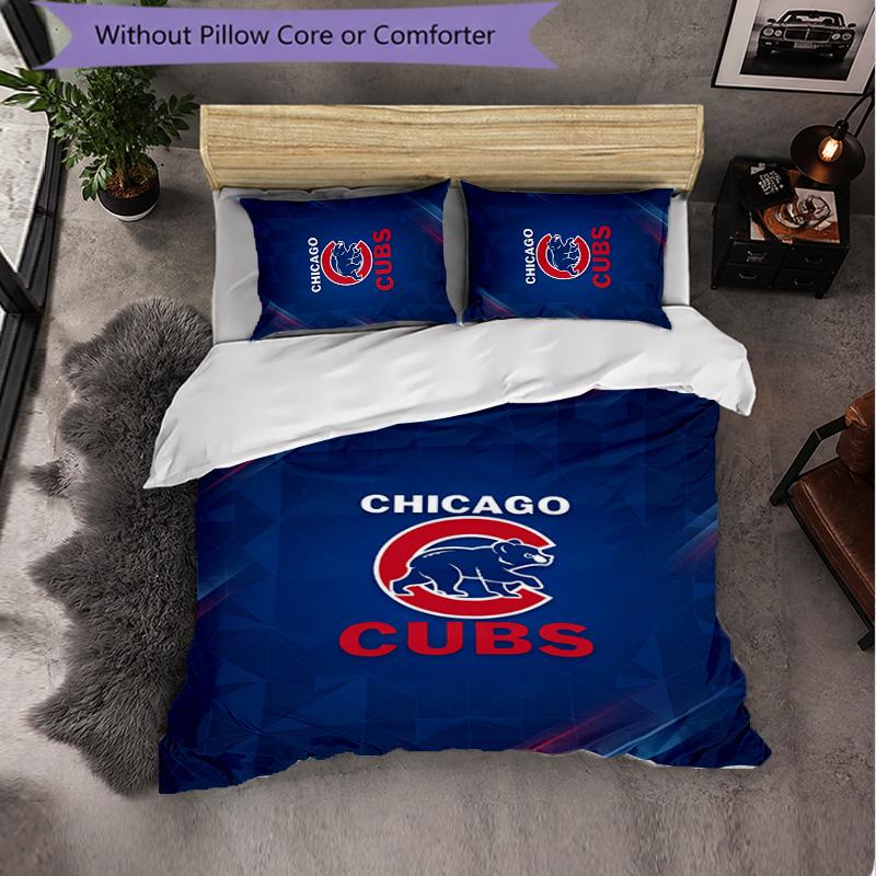 Set Biancheria da Letto 3 Pezzi in Microfibra con Fantasia Chicago Cubs Decorazione Copripiumino per Camera da Letto Uso Domestico