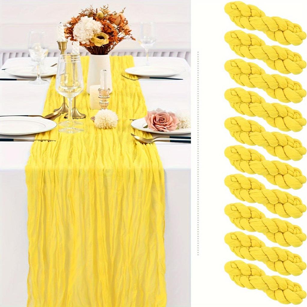 Pink Ruffled Voile Table Runner for Weddings & Parties, Sweet Kindergarten & Salon Decor