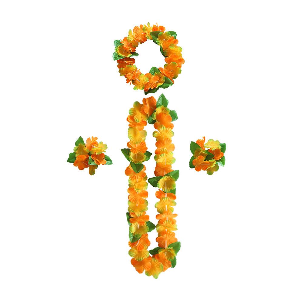 Hawaiian Leis Party Decorations, Hawaiian Flower Necklace Flowers Bracelets Headband, for Tropical Hawaiian Party Theme Beach Party