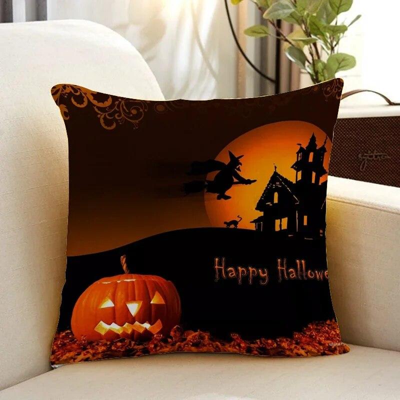 

Спальня Гостиная Диван Подушка Тыква Ужас Узор Наволочка Украшение Хэллоуин 40x40cm