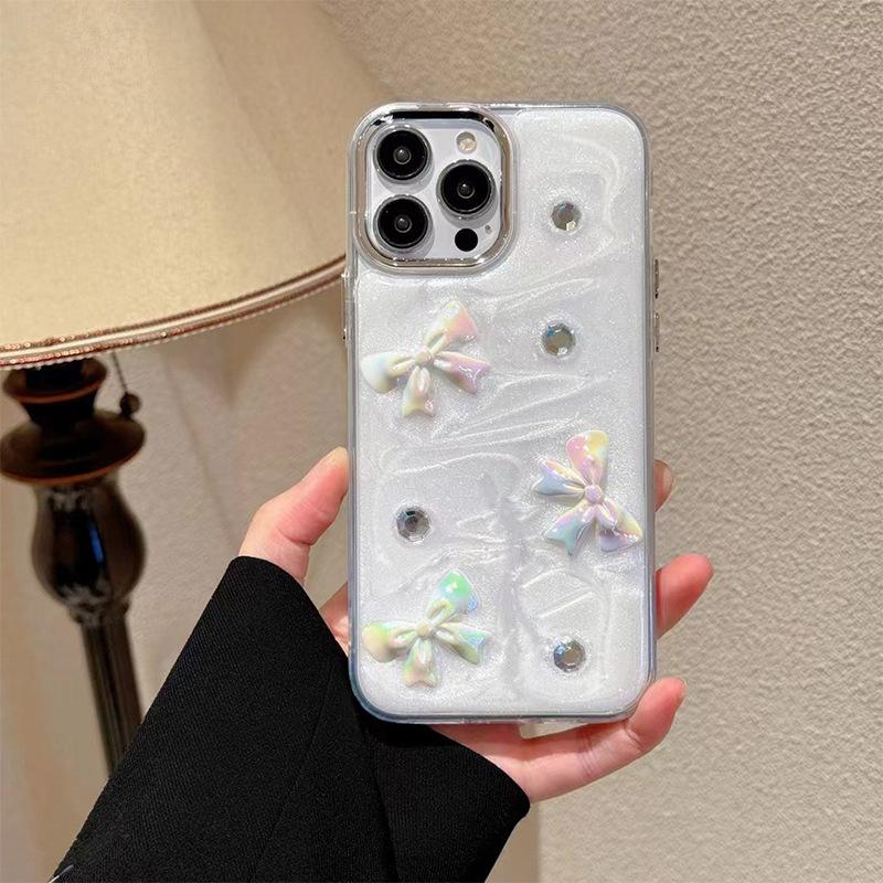 

Popular White Flash Glue Phone Case for IPhone17 Promax Bow for Apple 15 Color Love Super Hot For iPhone 17Promax