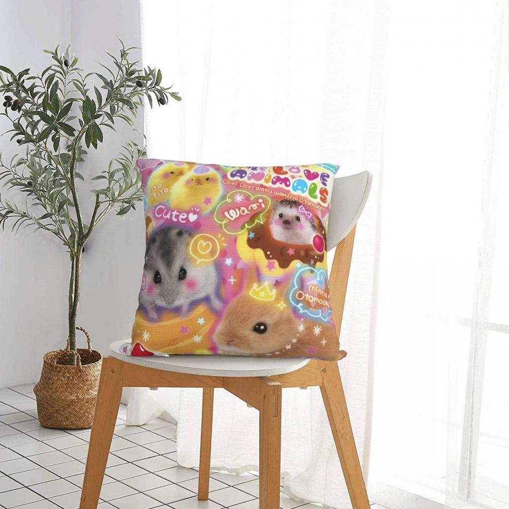 Hamster Rabbit Pillowcase Cushion Cover Decoration Japanese Cartoon Animal Pillow Case Cover Living Room Drop Shipping 40X40cm