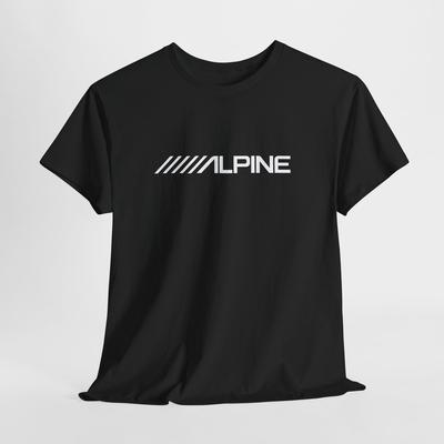 Alpine Schwarzes T-Shirt – Unisex Rennwagen-T-Shirt für Männer oder Frauen