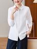 Women's Long Sleeve Blue Cotton Oxford Shirt - Loose Casual Spring 2026 Top
