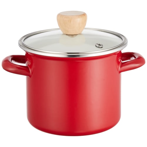 PEARL METAL Cook Pot, Enamel, Deep, 12cm, Red, Crasso, HB-5068