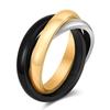 Trendy 2MM Stainless Steel Tri-Color Influencer Ring with Custom Logo Engraving